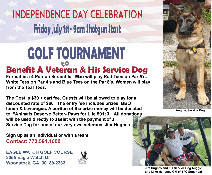 Paws for LIfe Golf Tournament to help Veteran and his Service Dog